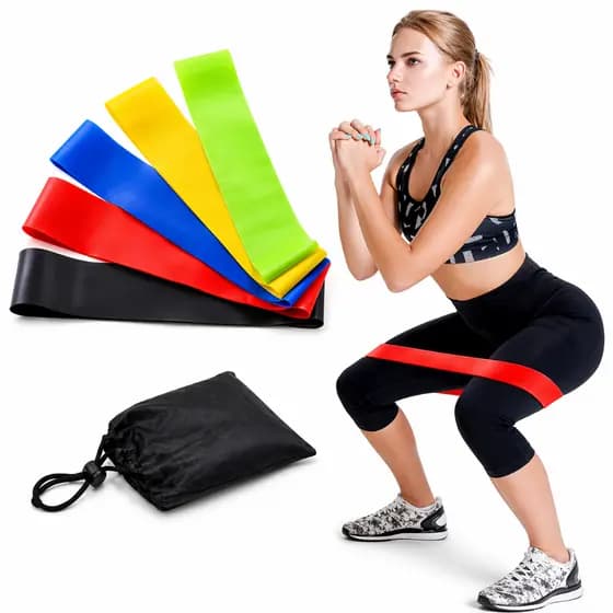 Kit 5 Faixas Elásticas Para Exercícios Multifuncional Yoga Fisioterapia e Treino Mini Band