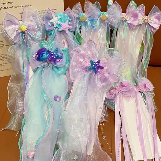 Chapéu De Sereia RoadGold , Laço De Princesa Infantil , Grampo De Cabelo , Fio Flutuante Para Meninas , Prendedor Trança