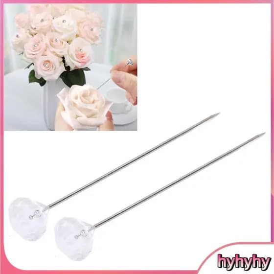 Hyhyhy Alfinetes de cabeça de cristal 200 peças buquê 8x52mm pino para flores decorações de casamento artesanato de