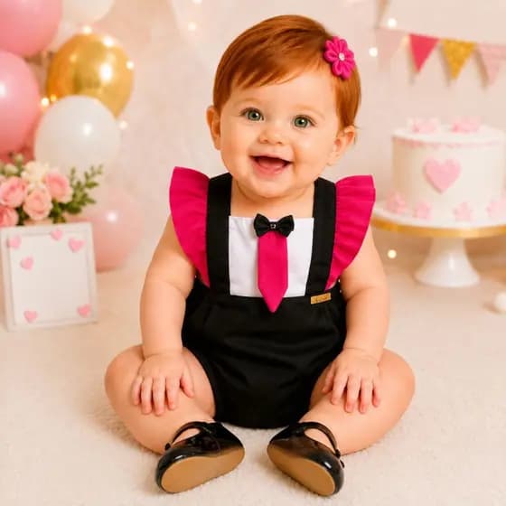Romper Body Bebê Menina Infantil Personagens Temático Festa Mesversário Fantasia Aniversário Veste 2 a 6 Meses