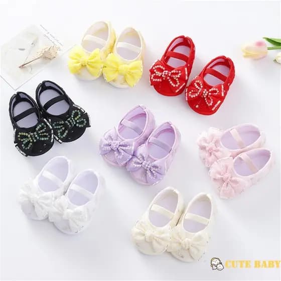 Eph-Infantil Bebê Meninas Princesa Sapatos Frisado Arco Andando Baixos E Bandana,0-12 Meses