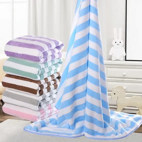 Toalha De Banho De Microfibra Listrada , Secagem Rápida Ultra Absorvente Pelúcia Leve Para Viagens Na Piscina Praia E Us