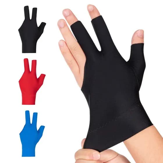 1Pc 3-Dedo Luva De Bilhar Antiderrapante Absorção De Suor Respirável Das Mulheres Dos Homens Mão Esquerda Snooker Cue Es