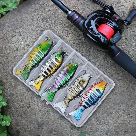 5 Unidades 10CM/16G Isca De Pesca Multiarticulada Com Ganchos Afundando Realista Natação De 7 Seções Biônica Artificial