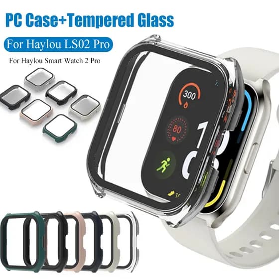 Capa Protetora De Tela Dura Para PC Haylou Smart Watch 2 Pro Bumper Frame + 9H De Vidro LS02
