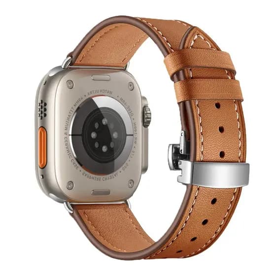 Pulseira De Couro Fivela Borboleta Para Relógio Apple 45mm 38mm 40mm 41mm 42mm 49mm 44mm Moda Smartwatch iWatch Series 9 Ultra 8 7 SE 6 5 4 3 2 1