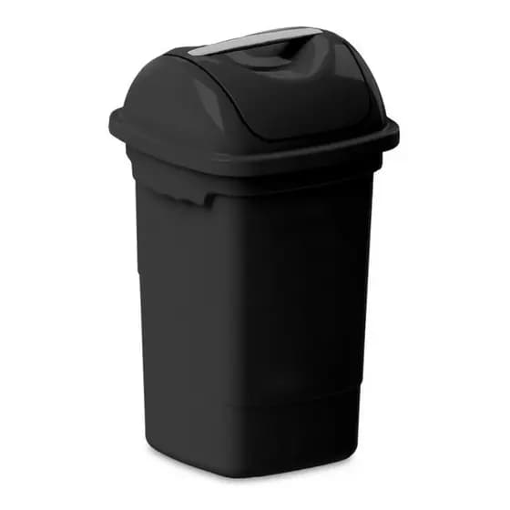 Lixeira Basculante Plasvale 30L Tampa Basculante Cozinha Área Gourmet Escritório Branca Preta Fendi
