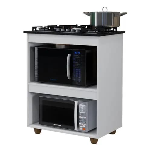Armário Balcão P/cooktop 4 Ou 5 Bocas Cozinha Multiuso Forno Branco Cooktop 5 bocas