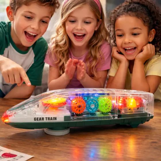Trem Educativo Transparente Com Engrenagens Movimentacao Interativa Criativo