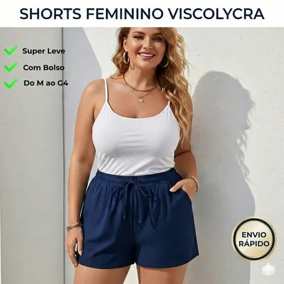Shorts Plus Size Feminino Soltinho Malha Vicolycra Short Praia Feminina Piscina Short Gestante G3 G2