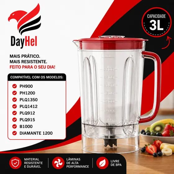 Copo Liquidificador PLQ915 Original 3L 6 lâminas
