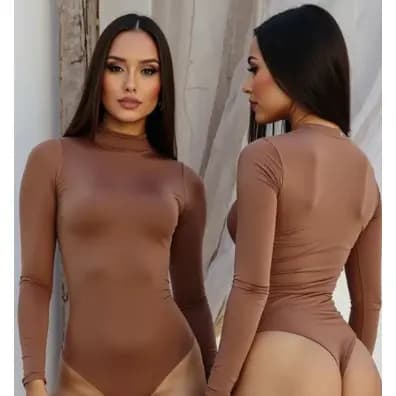 Body Feminino Suplex Manga Longa Inverno Frio Gola Alta Liso Moda Premium Moda Blogueira