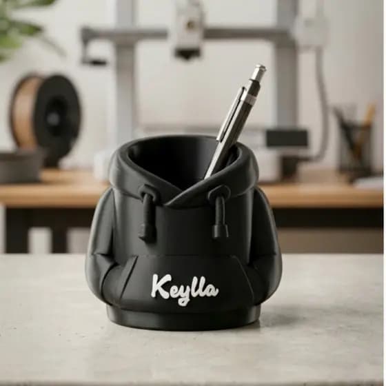 Porta-Chaves e Objetos Criativo Moletom Personalizado com Nome - Organizador de Mesa Decorativo - Preto, Branco e Cinza