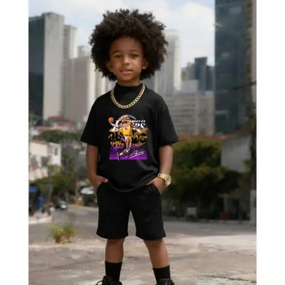 🏀 Conjunto Infantil Streetwear Premium Lebron James- Tecido Suedine- Menino 4 anos