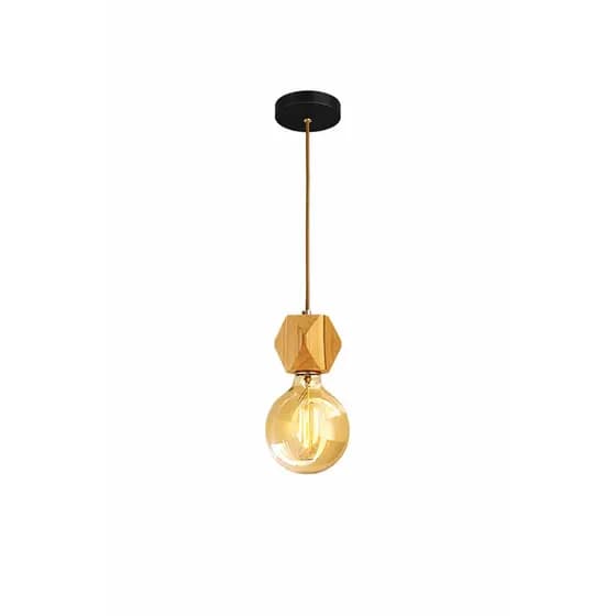 Pendente Teto Madeira Maciça 14 Lados (Decorativo) Soquete e27