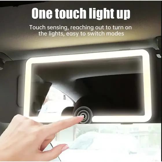 Espelho LED Para Quebra Sol De Carro Com 3 Modos de Led Recarregável Touch Luz Branco Quente Frio