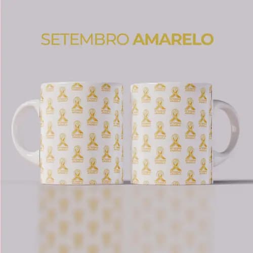 Caneca Xicara Setembro Amarelo 325ML Dia Mundial Prevenção ao Suicidi0