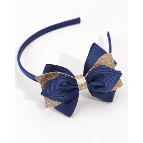 Tiara de cabelo infantil duo color azul marinho dourado