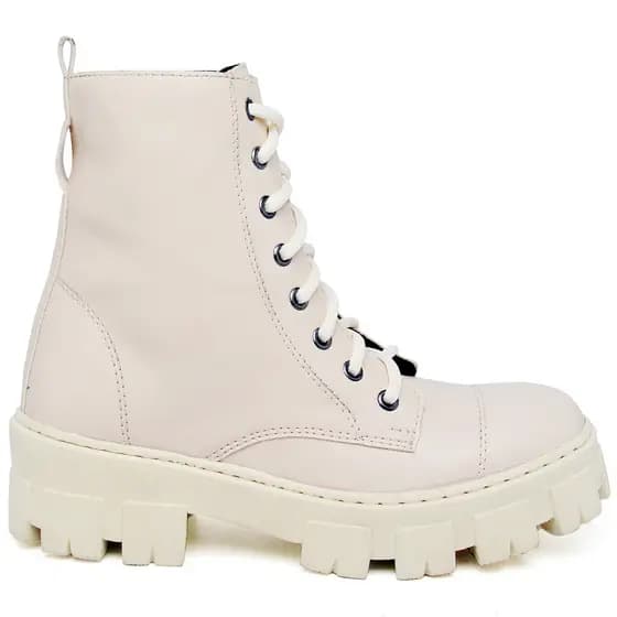 Bota Coturno Feminino Tratorado Sem Bag Off White