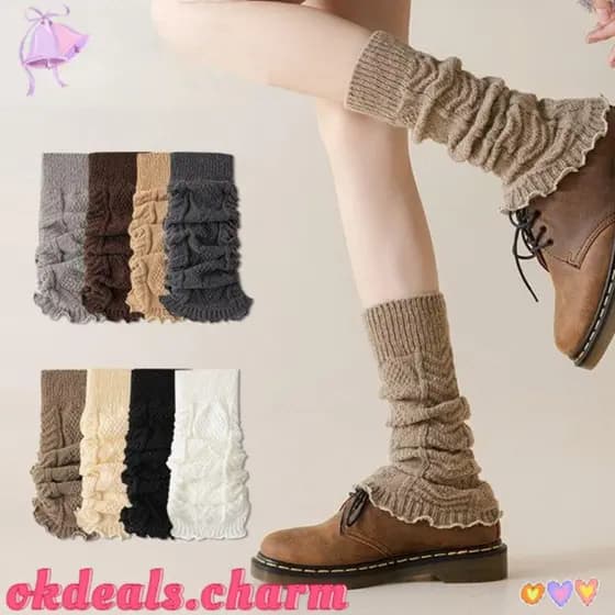 OKDEALS Meias De Malha Lolitas , Polainas Fofas De Tricô Doce , Botas Femininas E Meninas