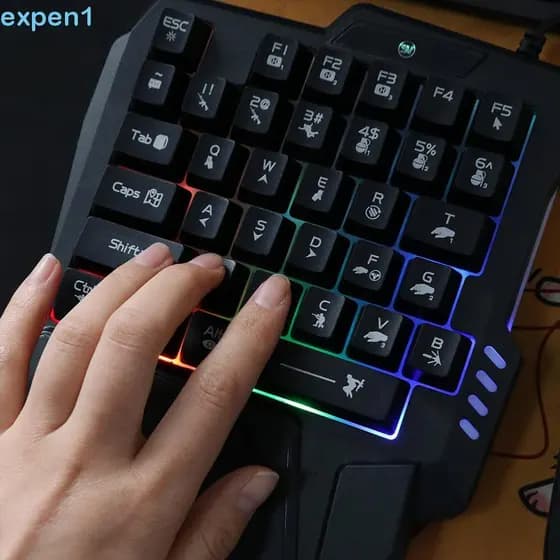 Teclado De Mão Única EXPEN , Mini Luminoso De Uma , Mecânico Ultrafino Para Jogos Com 35 Teclas