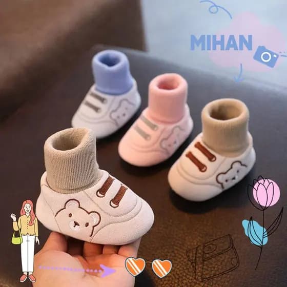 MH-BEAUTY Meias Para Bebês , Sapatos Respiráveis Com Sola De Borracha Macia Botas Antiderrapantes