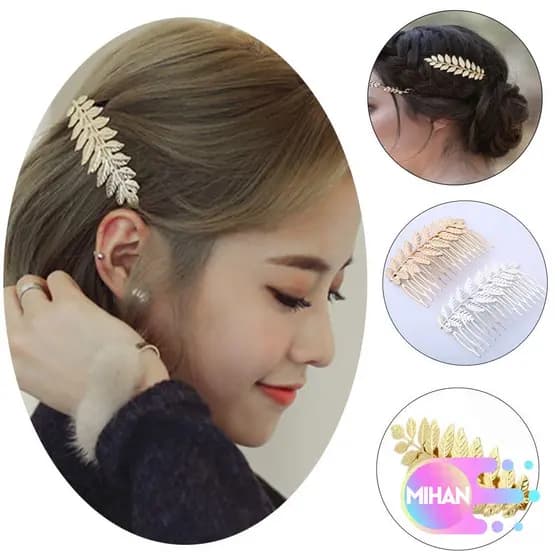 Mihan Presilha De Cabelo Dourada Em Prata Com Folhas Para Pentes De Cabelo