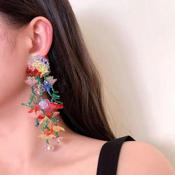 MXFASHIONE Brincos De Borla Com Miçangas , Joias , De Flor Colorida Contas De Cristal ,
