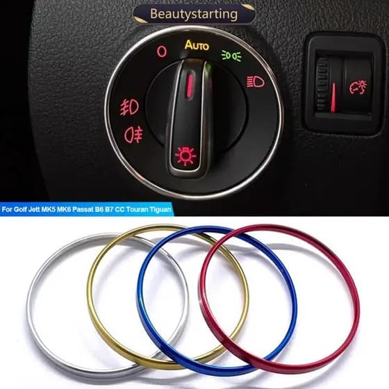 BEAUTYSTARTING Interruptor Do Farol Carro Moldura Decorativa Anel De Acabamento Em Liga De Alumínio Adesivo Para Golf Je