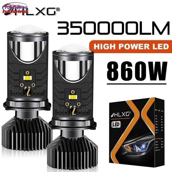 Lente FG 1 PC Projetor H4 350000LM 860W Lâmpadas De Teto Para Carros MINI H4 Bi Canbus Turbo Light 12V Lentes 36V