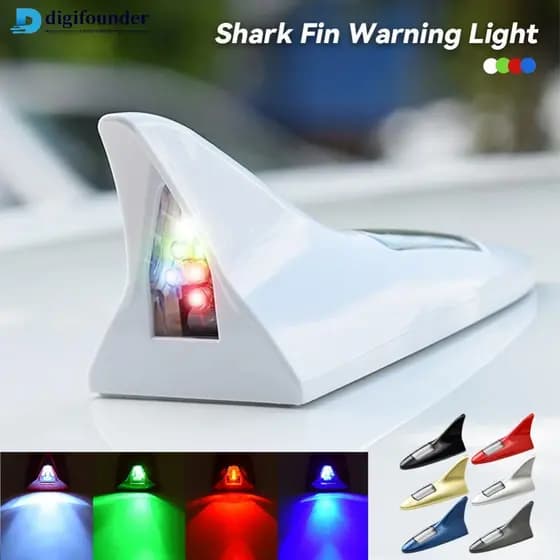 DIGIFOUNDER Carro Energia Solar Antena De Barbatana De Tubarão LED Luzes Traseiras De Advertência 8 Telhado Automático D