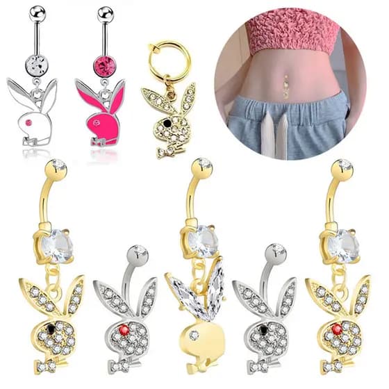 FLYTOP Prego De Coelho Navel Liso Personalidade De Aço Inoxidável Botão De Universal Ring Piercing Jewelry