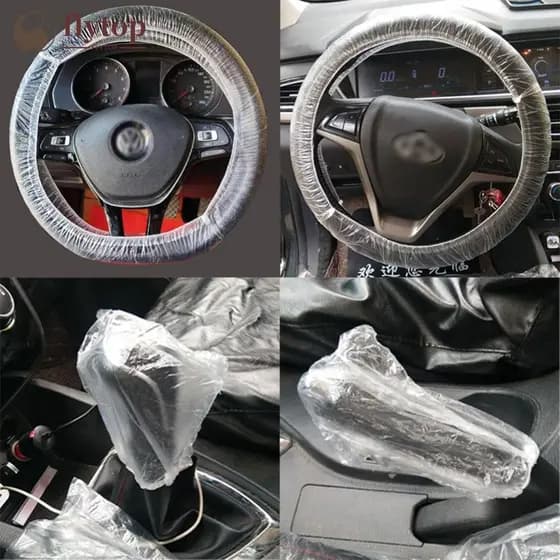 FLYTOP 50pcs Descartável Universal Carro Transparente Capa De Volante Engrenagem Elástica À Prova D'água Plástico Proteç