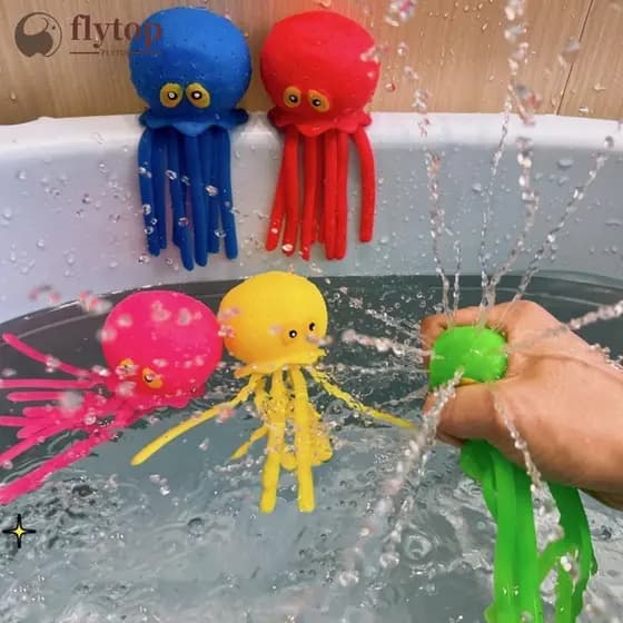 FLYTOP Brinquedos De Banho Do Bebê Esponja Absorvente Polvo Espremendo Alívio Estresse Absorção De Água Verão Piscina Jo