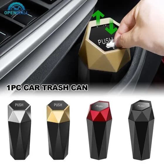 OPENMALL 1Pc Lixeira De Carro Design De Diamante Veículo À Prova De Vazamentos Com Tampa Para Automotivo E Casa P1V4