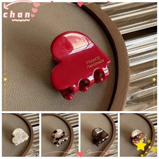 CHANBR Garra De Cabelo Pequena , Caranguejos Em Formato De Coração De Acetato , Grampos De 3.5 Cm Para Meninas
