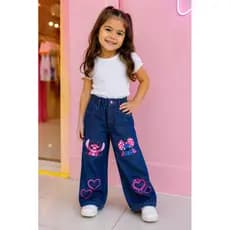 calça infantil wid leg infantil e juvenil Stitch