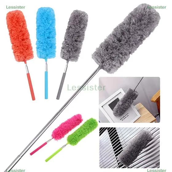 leesisters Espanador Retrátil De Aço Inoxidável Cabo Longo Escova Pó Carro Ferramentas Limpeza Doméstica Microfibra Poei