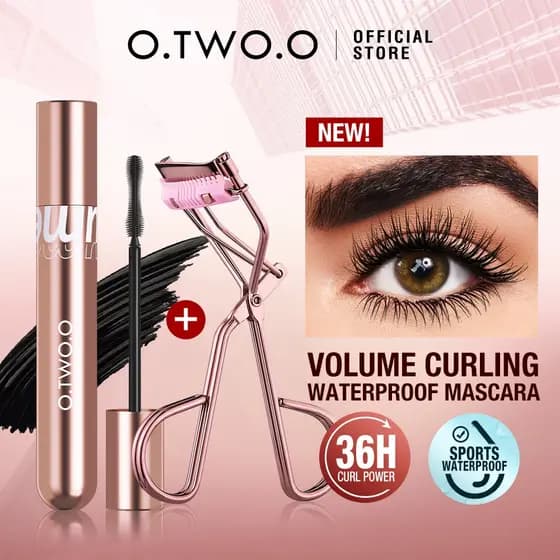 O.TWO.O Kit Olhos: Máscara + Curvex Impermeável, Fixação 24H, Cílios Densos Sem Manchar