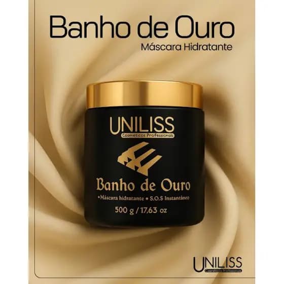 Máscara Banho de Ouro Uni Liss 500g Hidratação e Brilho Intenso