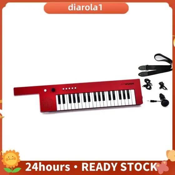 Portátil 37 Teclas Teclado Eletrônico Piano Mini Órgão Estilo Guitarra Musical , Vermelho