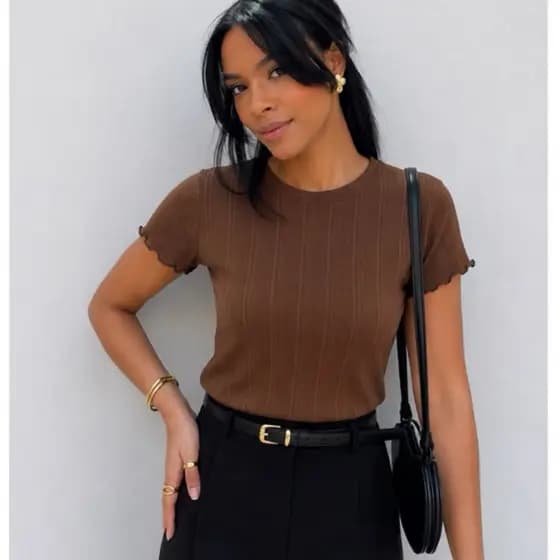 Blusa Feminina Canelada Manga Curta | Malha Confortável | Básica Ajustada | Promoção 29,99|baby look básica
