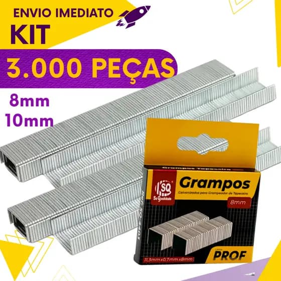 Kit 3, 5 ou 10 un - Grampo Tapeceiro Grampeador Galvanizado Marcenaria Artesanato Profissional