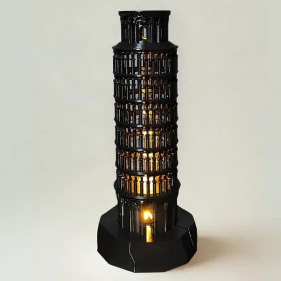 Torre de Pisa Itália com LED - Miniatura em Impressão 3D