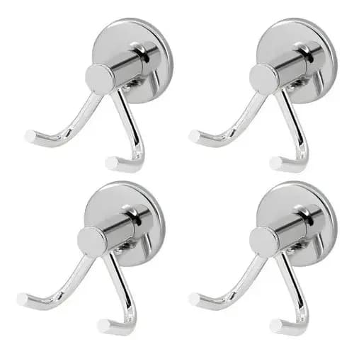 Kit Com 04 Cabide Duplo Para Banheiro Gancho Para Toalha Cor Prateado