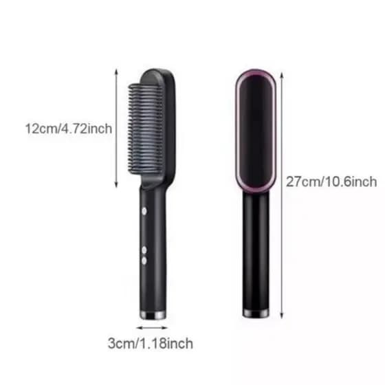 PRETO - Escova Alisadora Elétrica Bivolt – Escova Alisadora e Modeladora para Cabelos