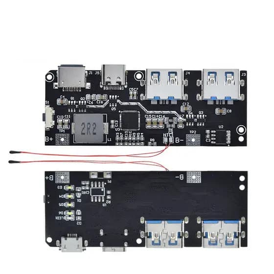 LED Dual USB Mobile Power Bank, QC4.0, QC3.0, 5V, 4.5A, 22.5W, Micro Tipo-C USB Módulo de Carregamento 18650 Temperatura