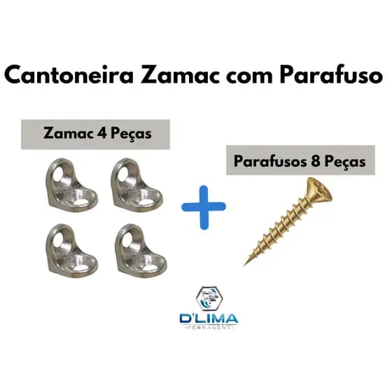 Cantoneira Suporte Cadeirinha 2 Furos Zamac Niquel Moveis 4un