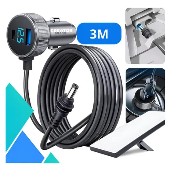 Cabo Carregador 3 Em 1 Veicular Cinzeiro Starlink Mini 3 metros Compativel Usb Tipo C 12v 24v Cinzero Carro Suporta Pd