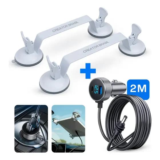 Kit Suporte Starlink Mini Veicular Com Ventosas+cabo 2m